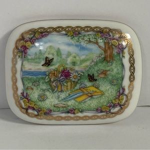 Heritage House Music Box Trinket The Way We Were Song Vintage Ceramic Butterfly